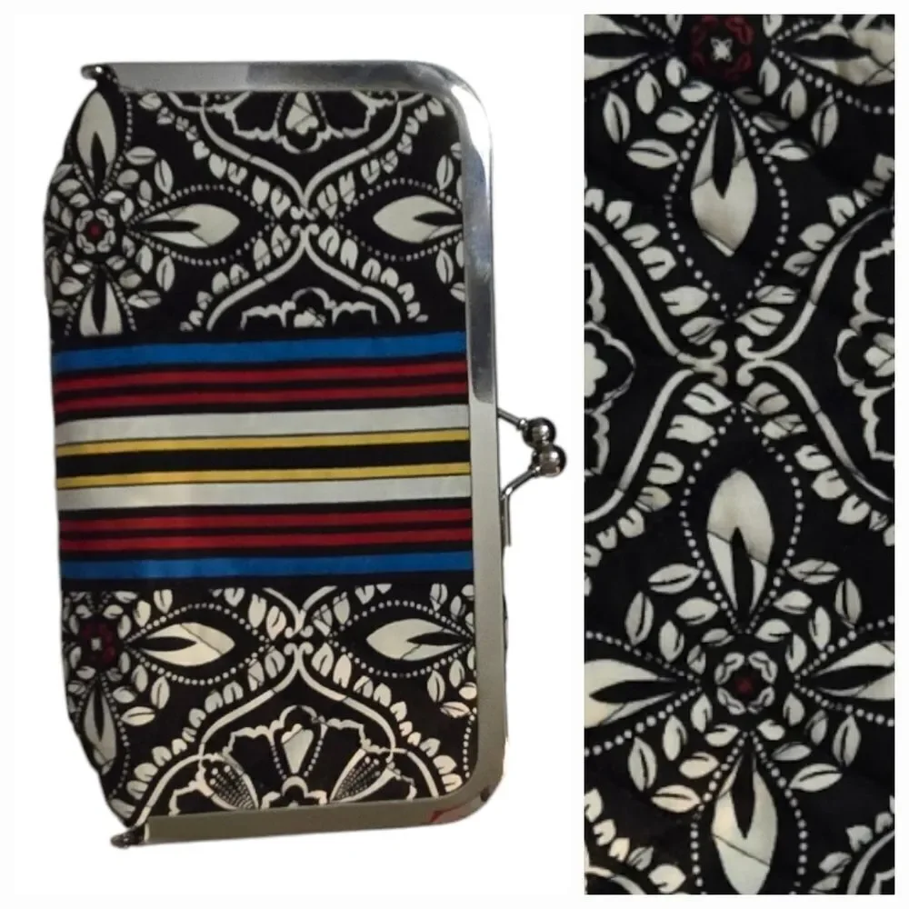 Vera Bradley Barcelona Black Kiss & Make Up Cosmetic Bag Kisslock Retired Travel